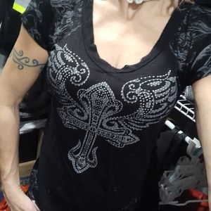 Embellished cross designed tee